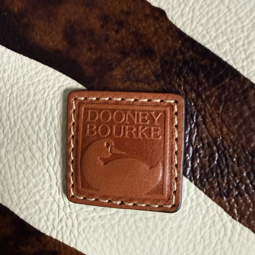 Dooney & Bourke Zebra Leather Satchel 30 Black White Brown Crossbody Bag Purse